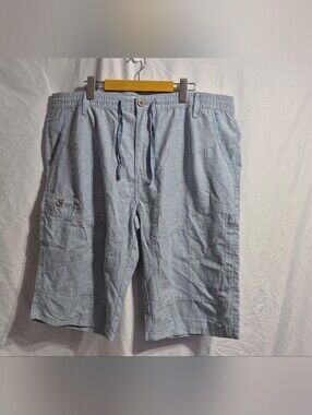Men's Light Blue Cargo Shorts with Drawstring Waist, Size 40